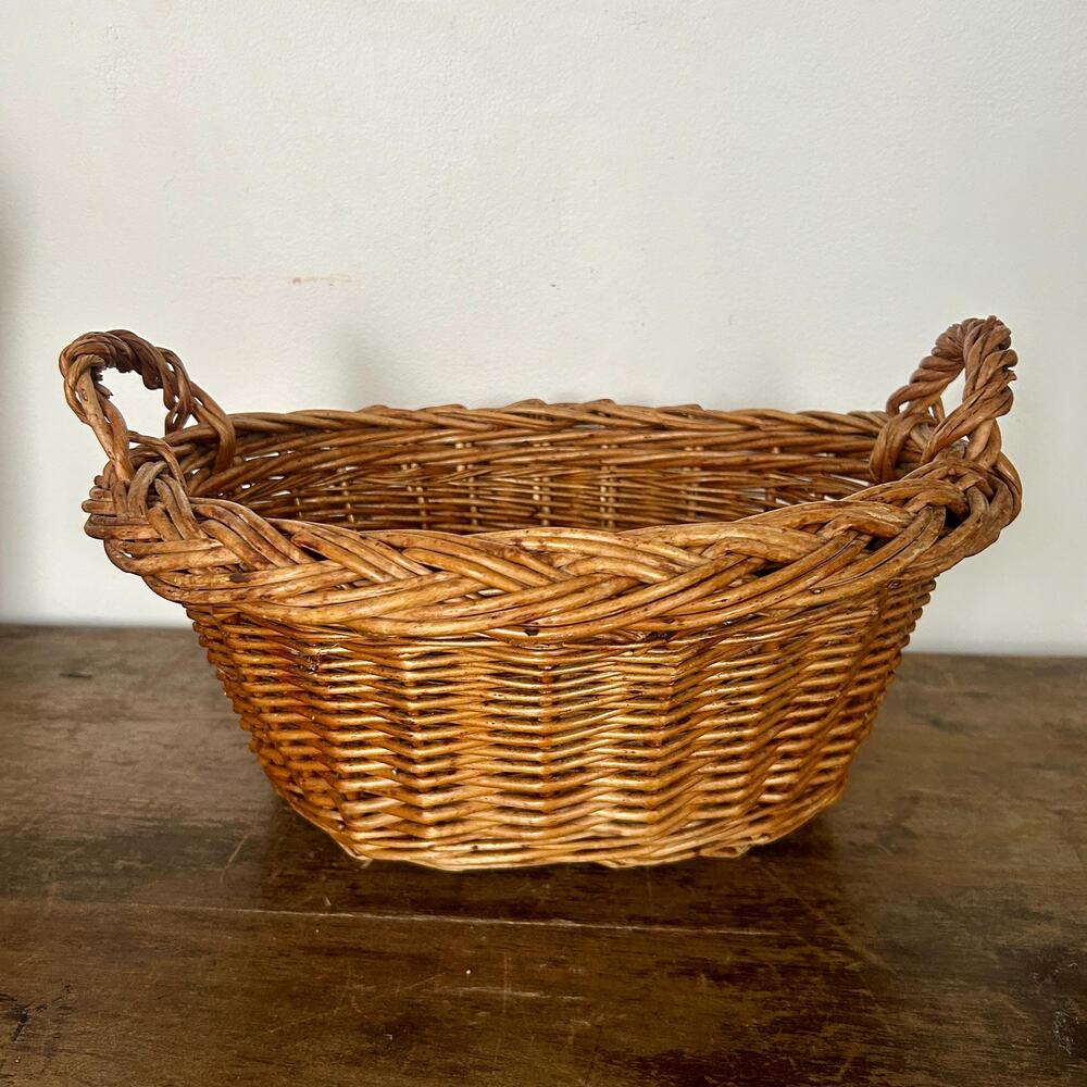 Vintage Wicker Handled Basket | Shabby Chic | Cottagecore | Farmhouse